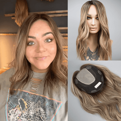 Wavy Style Lace Front Human Natural Hair Toppers for Women Add Fuller Hair Instantly