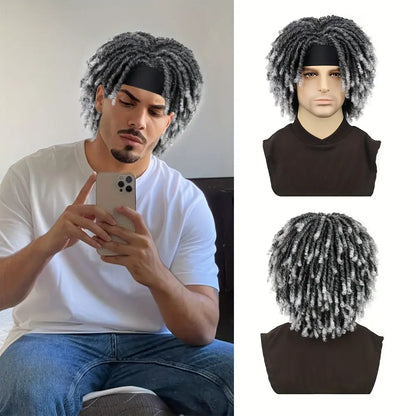 Men’s Synthetic Dreadlock Wig with 6-Inch Headband | Braided Twists & Curly Ends | Natural Look Everyday Wear | Breathable & Adjustable | Hip Hop Rasta Style