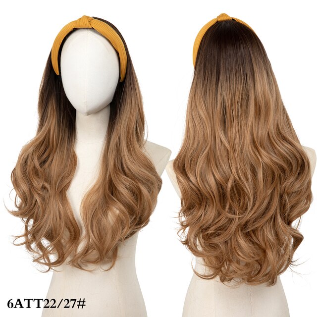 Long Wavy Headband Wig Half Hair Wig for Women