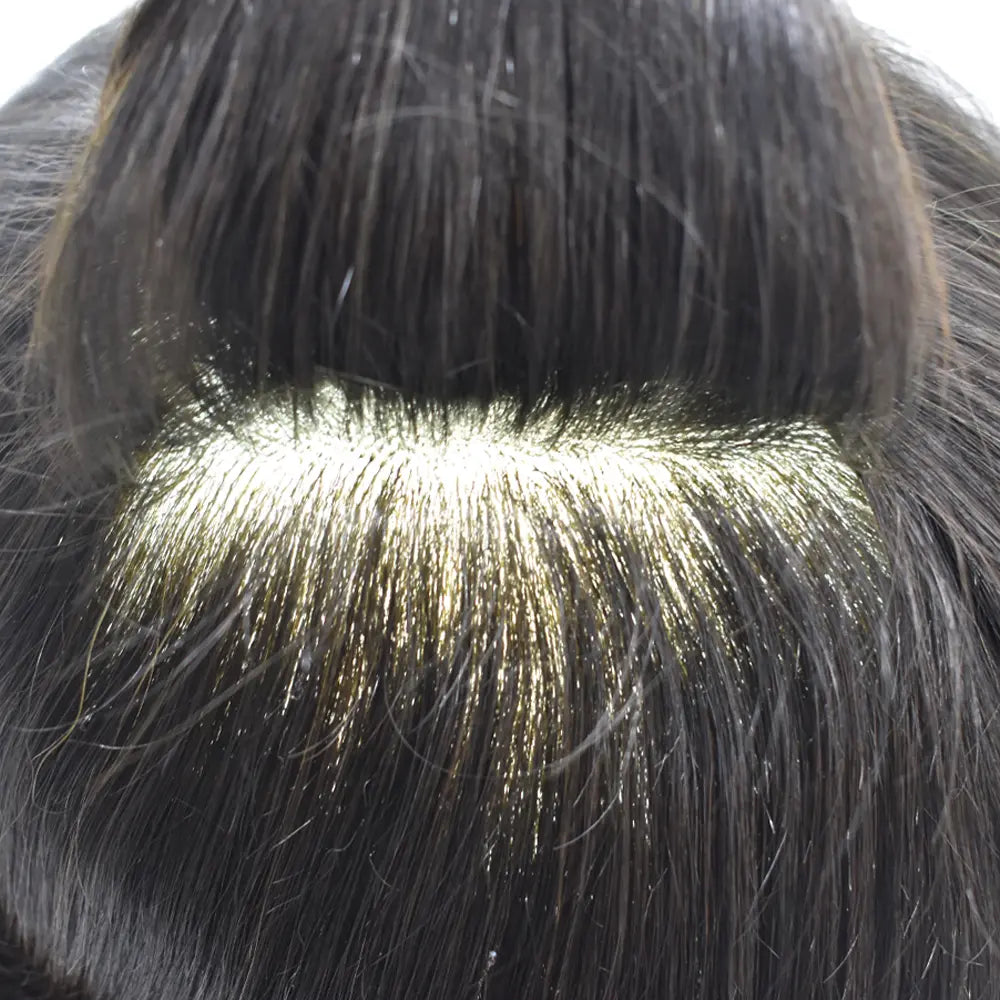 Full Poly Hairpiece for Men Toupee Real Human Hair Replacement System Natural Looking Mens Wig Durable PU Injected Mens Hair System Hair Pieces for Men Hair Unit for Hair Loss protesis capilar hombre Male Hair Prosthesis