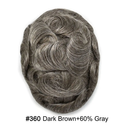 Full Poly Hairpiece for Men Toupee Real Human Hair Replacement System Natural Looking Mens Wig Durable PU Injected Mens Hair System Hair Pieces for Men Hair Unit for Hair Loss protesis capilar hombre Male Hair Prosthesis