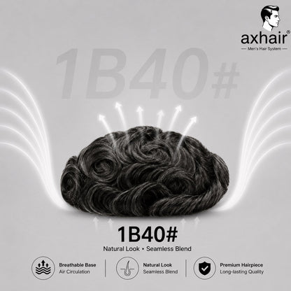 0.06-0.08 mm V Loop Bio Skin Hair System for Men  No-shine under Lights, Blends Well with Your Skin