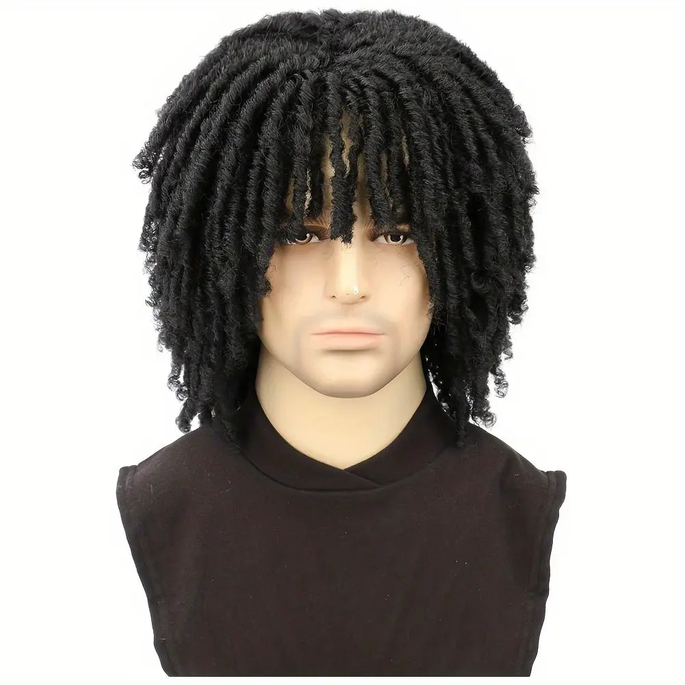 6 Inch Men Dreadlock Wig Short Braided Synthetic Wig Layered Breathable for Daily Wear Black Wig
