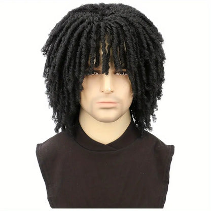 6 Inch Men Dreadlock Wig Short Braided Synthetic Wig Layered Breathable for Daily Wear Black Wig