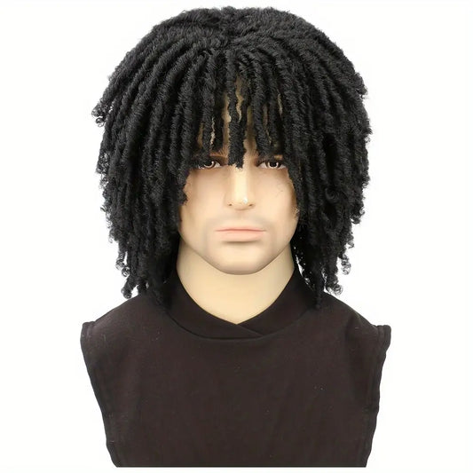 6 Inch Men Dreadlock Wig Short Braided Synthetic Wig Layered Breathable for Daily Wear Black Wig
