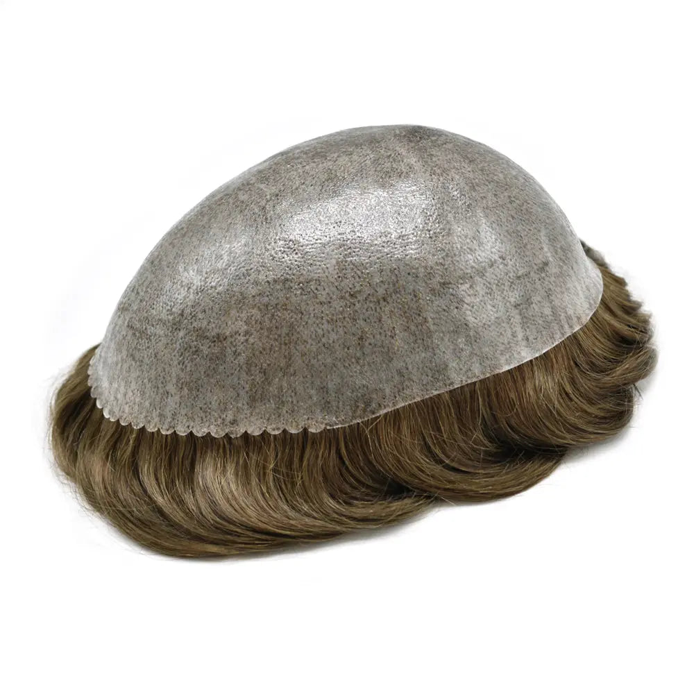Full Poly Hairpiece for Men Toupee Real Human Hair Replacement System Natural Looking Mens Wig Durable PU Injected Mens Hair System Hair Pieces for Men Hair Unit for Hair Loss protesis capilar hombre Male Hair Prosthesis