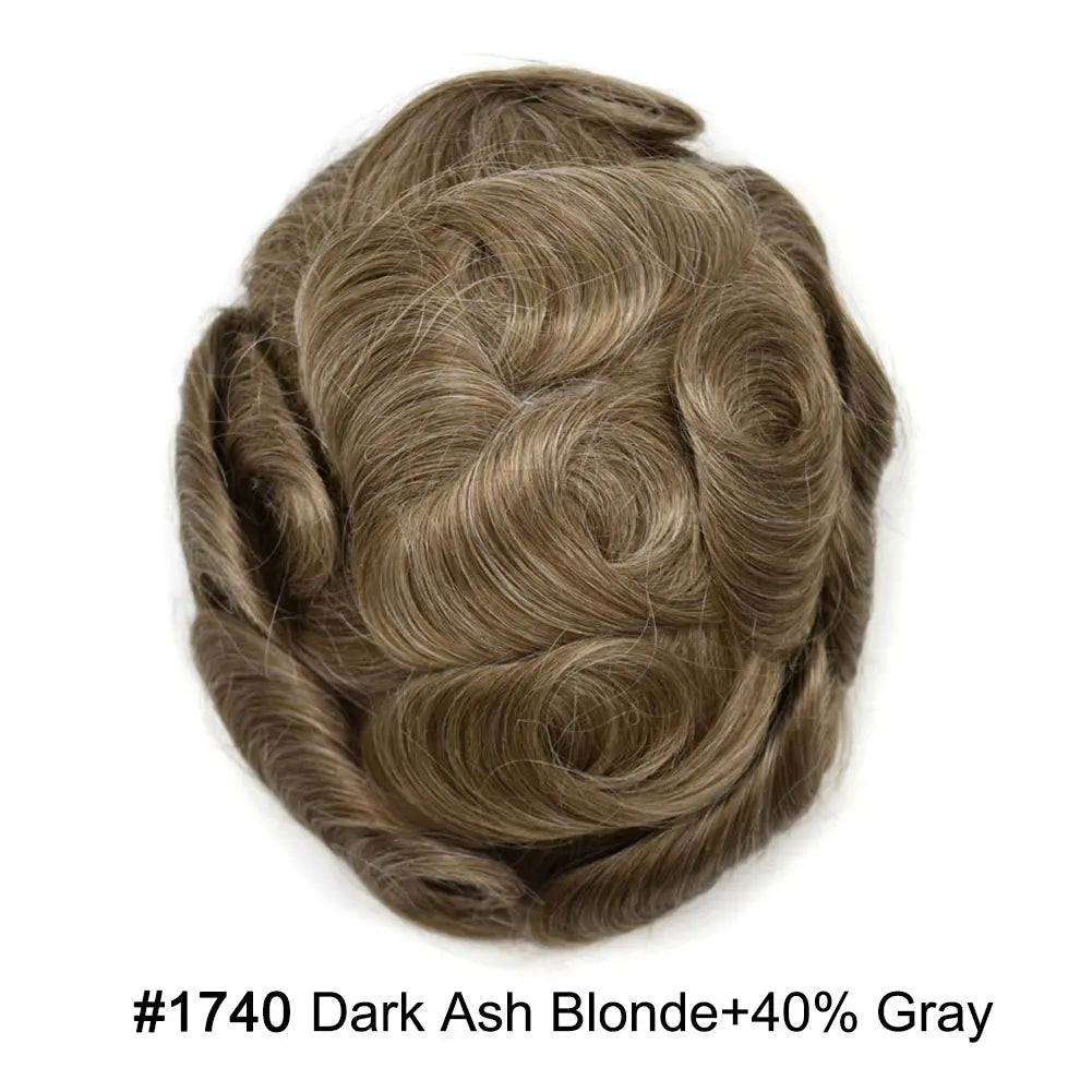 Full Poly Hairpiece for Men Toupee Real Human Hair Replacement System Natural Looking Mens Wig Durable PU Injected Mens Hair System Hair Pieces for Men Hair Unit for Hair Loss protesis capilar hombre Male Hair Prosthesis