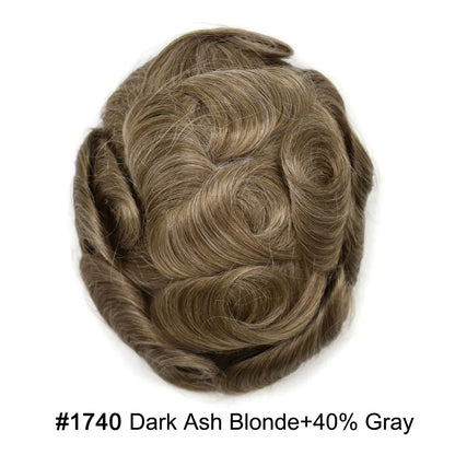 Full Poly Hairpiece for Men Toupee Real Human Hair Replacement System Natural Looking Mens Wig Durable PU Injected Mens Hair System Hair Pieces for Men Hair Unit for Hair Loss protesis capilar hombre Male Hair Prosthesis