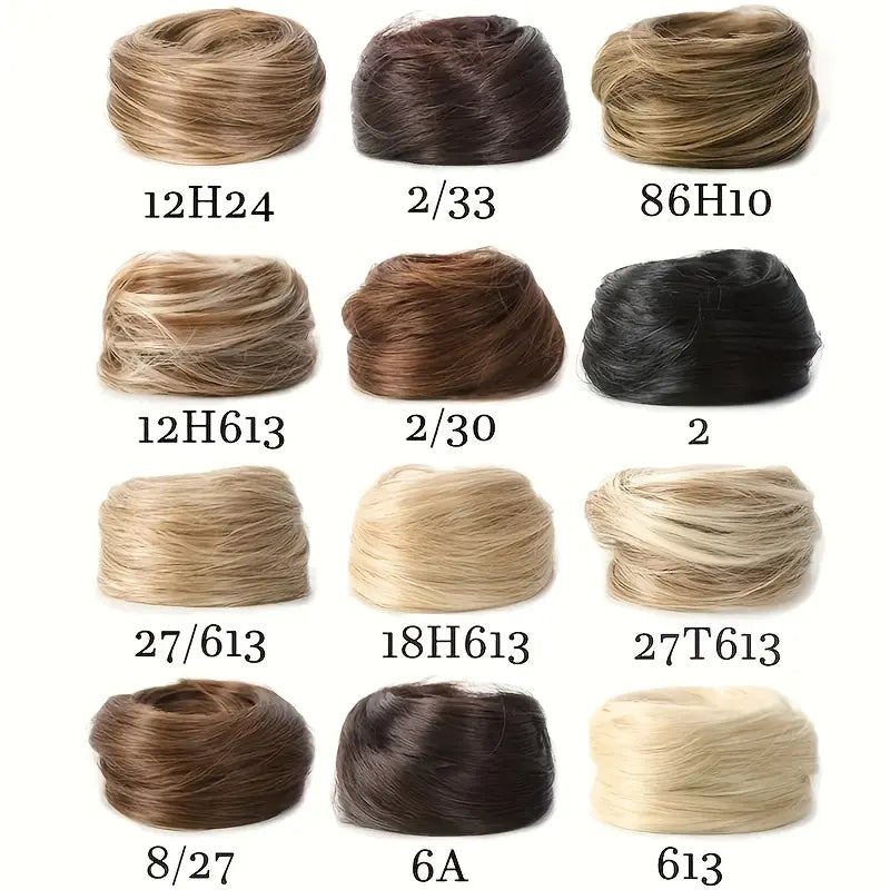 Women's Polyester PE Synthetic Messy Bun Hair Piece - Curly Updo Scrunchie Extension with Instant Volume & High Crown, Ideal for Female Everyday Wear, Scrunchie Base