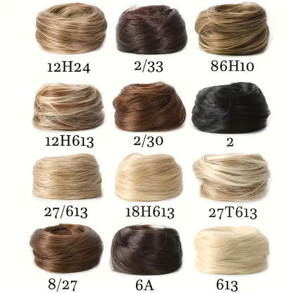 Women's Polyester PE Synthetic Messy Bun Hair Piece - Curly Updo Scrunchie Extension with Instant Volume & High Crown, Ideal for Female Everyday Wear, Scrunchie Base