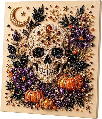 Halloween Ghost Pearl Art DIY Kit, Pearl Painting Kits for Adults, Pearls Diamond Art, Spooky-Cute Design, Fall Home Decor, Wall Art, Adults Craft Kit, 3D DIY Pearl Painting (Witch Moon Magic)Halloween gifts,No photo frame