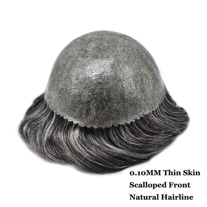 Full Poly Hairpiece for Men Toupee Real Human Hair Replacement System Natural Looking Mens Wig Durable PU Injected Mens Hair System Hair Pieces for Men Hair Unit for Hair Loss protesis capilar hombre Male Hair Prosthesis