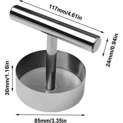 Stainless Steel Burger Press - 1Pc Nonstick Burger Patty Maker Mold, Sturdy Metal Meat Smasher, Multifunctional Kitchen Utensil for Home/Commercial Use to Make Round Patties, Burguer Patty Maker
