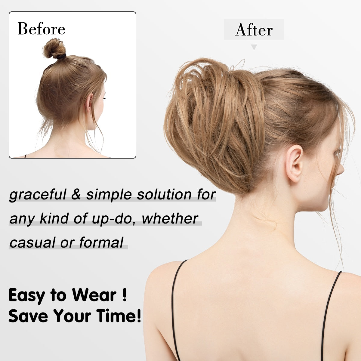 Hair Bun Ponytail Straight Bun