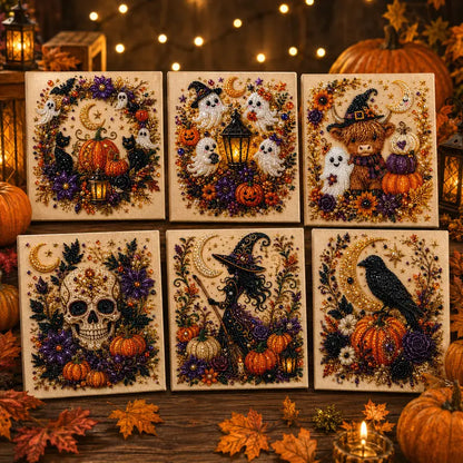 【10*10inch】DIY Diamond Painting Kit with Special-Shaped Beads, Christmas & Halloween Art Craft, Sparkling Holiday Canvas Decoration, Relaxing Handmade Gift for Adults and Beginners