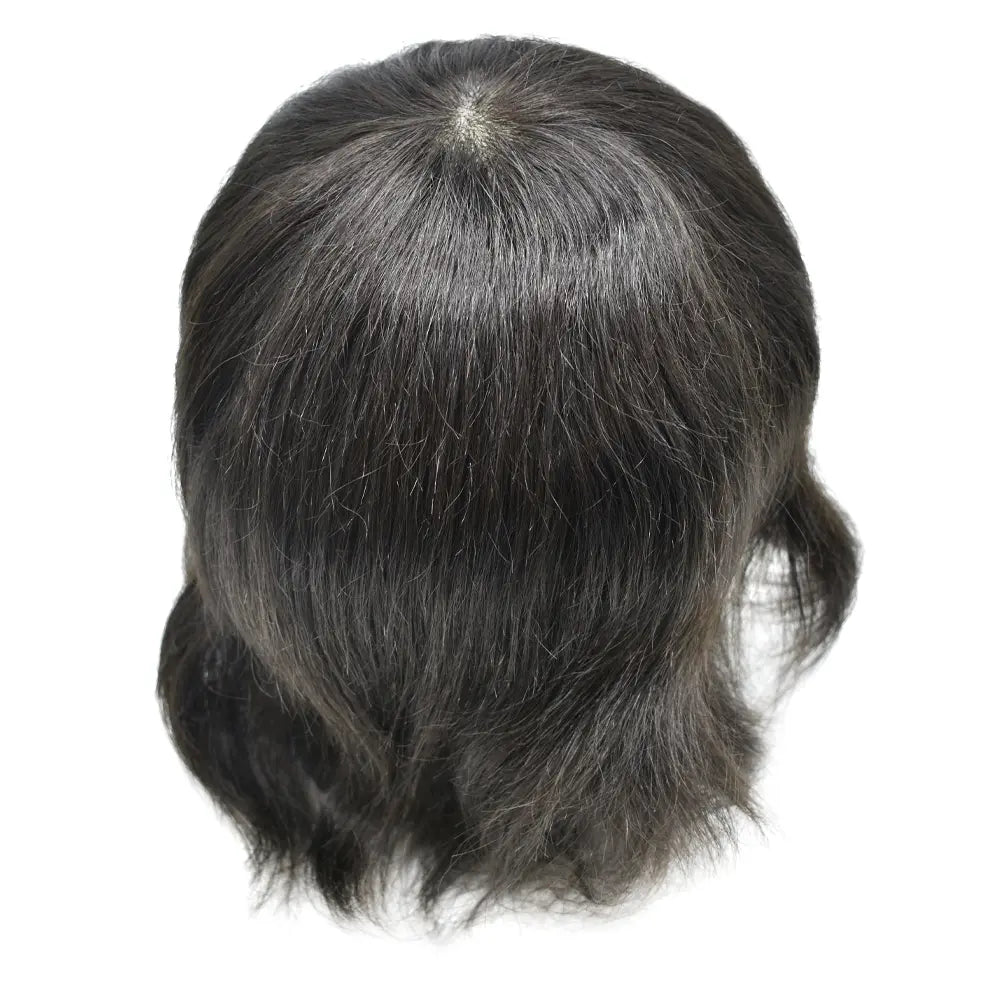 Full Poly Hairpiece for Men Toupee Real Human Hair Replacement System Natural Looking Mens Wig Durable PU Injected Mens Hair System Hair Pieces for Men Hair Unit for Hair Loss protesis capilar hombre Male Hair Prosthesis