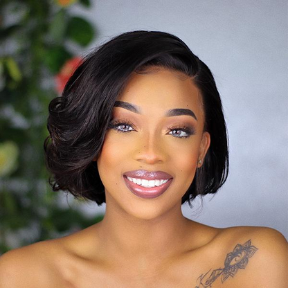 Celebrity Style Short Cut Side Part Closure Bob Wig