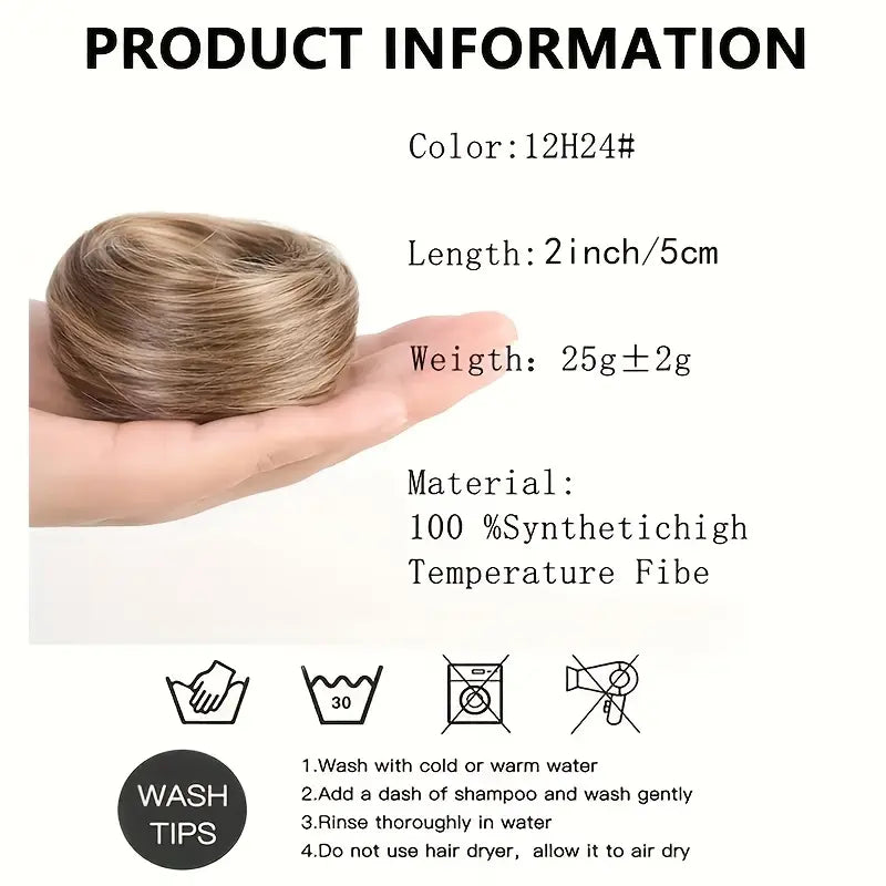 Women's Polyester PE Synthetic Messy Bun Hair Piece - Curly Updo Scrunchie Extension with Instant Volume & High Crown, Ideal for Female Everyday Wear, Scrunchie Base