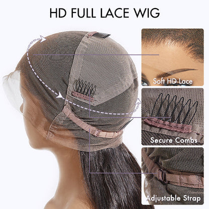 Flash Sale Full Lace Wig Brazilian Human Hair Full Scalp Lace Wigs 180% Density