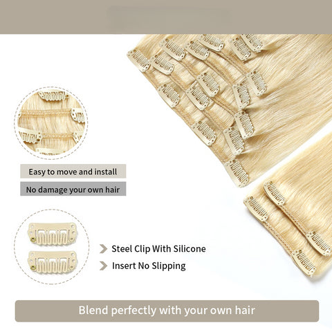 Clip In Hair Extensions Human Hair 9Pcs 20 Clips Invisible Natural Remy Human Hair (#613 Bleach Blonde)