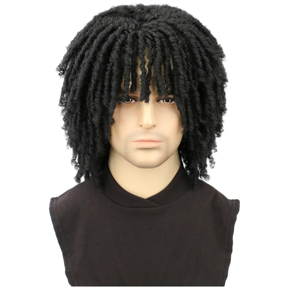 Men Wig Dreadlock Wig Synthetic Afro Twist Braided Wig Breathable Faux Locs Wig Daily And Party