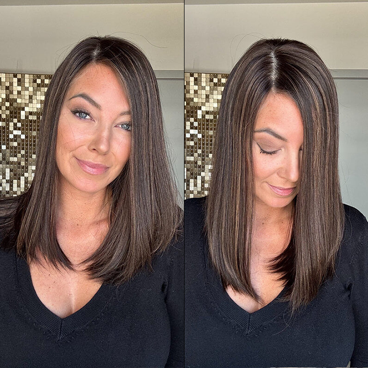 Natural Human Hair Topper - Silk Top Base Hair Topper - Straight Hair Natural and Seemless