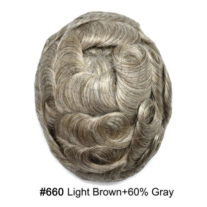 Mens Hair System 0.04mm Ultra Thin Skin Toupee For Men Hairpiece Real Human Hair Replacement Systems All V-Looped Knots Invisible Realistic Natural Hairline Male Hair Prosthesis Protesis Capilar Hombre