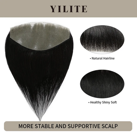 Seamless Hair Patch 7×15 cm Injected Hand-Tied Invisible Remy Human Hair （#1 Jet Black）