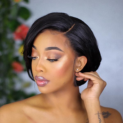 Celebrity Style Short Cut Side Part Closure Bob Wig
