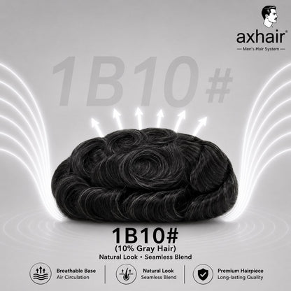 0.10-0.12mm Double Knots Full Skin Base  Men's Hair Unit  Men's Hairstyle for Thin Hair