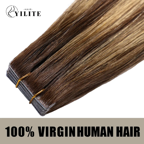 Seamless Injected Hand-Tied Invisible Tape In Hair Extension 20Pcs Virgin Human Hair (P4/27/T4)