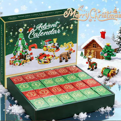 2026 Building Blocks Advent Calendar - 24Pack Mini Jigsaw Puzzle Toys, Safe Plastics Reindeer Themed Kits for Kids-Adults, Holiday Cheer Tradition Countdown Creative Assembly Toys, Vibrant, Brick Kit, Diy Building Block,parent-child bonding time