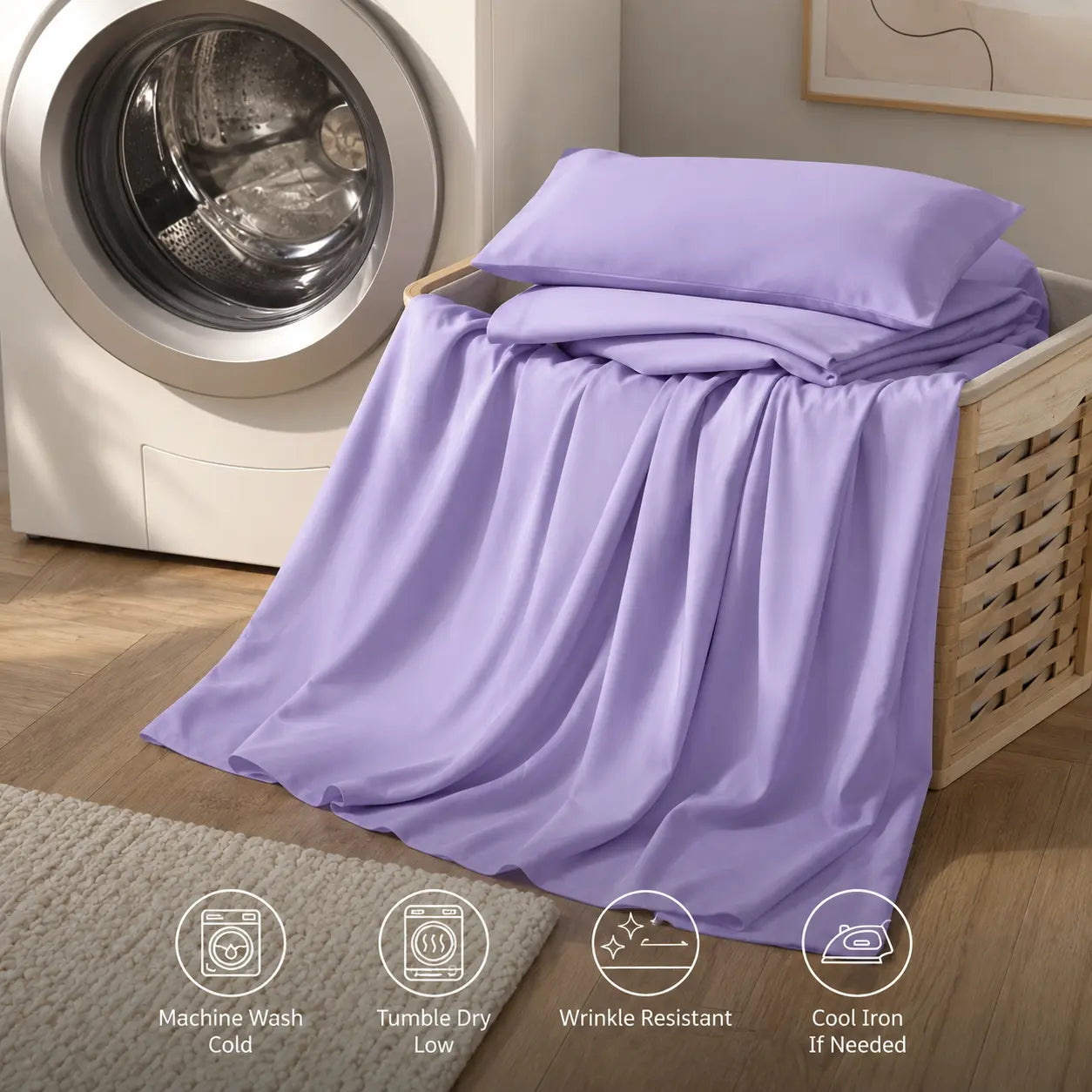 Extra Deep Pocket Bamboo Sheets - 6 Pcs Breathable &Cooling for Hot Sleepers , Hotel Luxury Fitted Soft Wrinkle-Free For Extra Deep Mattresses, Room Decor, Twin/Full/Queen/King Size Pillowcase Sets