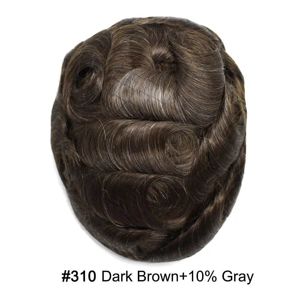 Full Poly Hairpiece for Men Toupee Real Human Hair Replacement System Natural Looking Mens Wig Durable PU Injected Mens Hair System Hair Pieces for Men Hair Unit for Hair Loss protesis capilar hombre Male Hair Prosthesis