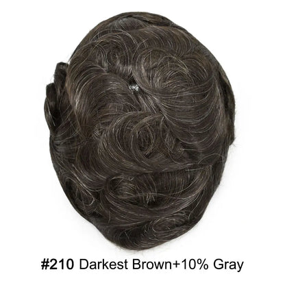 Full Poly Hairpiece for Men Toupee Real Human Hair Replacement System Natural Looking Mens Wig Durable PU Injected Mens Hair System Hair Pieces for Men Hair Unit for Hair Loss protesis capilar hombre Male Hair Prosthesis