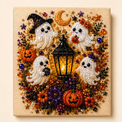 【10*10inch】DIY Diamond Painting Kit with Special-Shaped Beads, Christmas & Halloween Art Craft, Sparkling Holiday Canvas Decoration, Relaxing Handmade Gift for Adults and Beginners