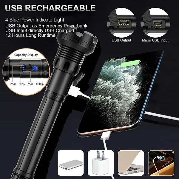 🎉 Hot sale💕LED Rechargeable Tactical Laser Flashlight（pay with PayPal saving 49%）