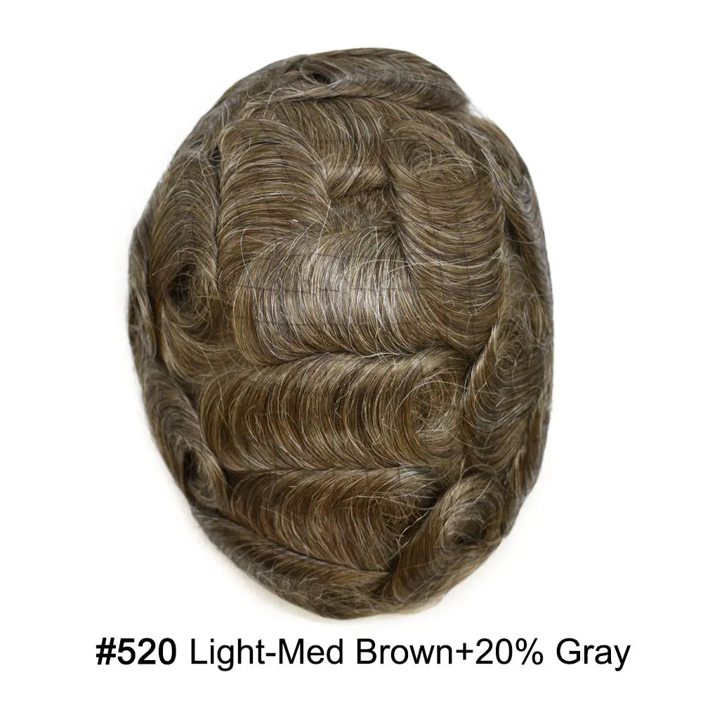 Full Poly Hairpiece for Men Toupee Real Human Hair Replacement System Natural Looking Mens Wig Durable PU Injected Mens Hair System Hair Pieces for Men Hair Unit for Hair Loss protesis capilar hombre Male Hair Prosthesis