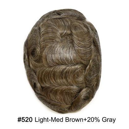 Full Poly Hairpiece for Men Toupee Real Human Hair Replacement System Natural Looking Mens Wig Durable PU Injected Mens Hair System Hair Pieces for Men Hair Unit for Hair Loss protesis capilar hombre Male Hair Prosthesis