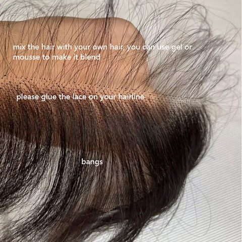 Custom Swiss Lace Forehead Fringe Bangs Invisible Hairline With Baby Hair 6x1 Reusable Human Hair Lace Edges Hairpieces