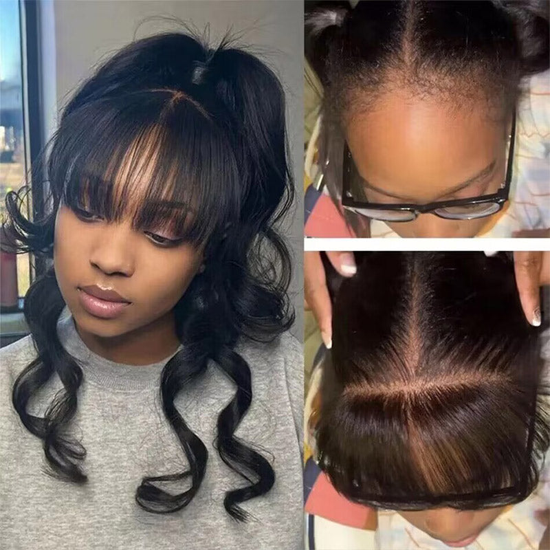 Custom Swiss Lace Forehead Fringe Bangs Invisible Hairline With Baby Hair 6x1 Reusable Human Hair Lace Edges Hairpieces