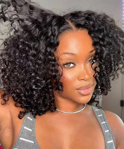 Curly Wear Go Bob Wig 5x5 HD Lace Bouncy Curly Glueless Human Hair Wig