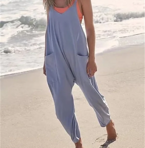 Wide Leg Jumpsuit with Pockets (Buy 2 Free Shipping)