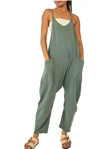 Wide Leg Jumpsuit with Pockets (Buy 2 Free Shipping)