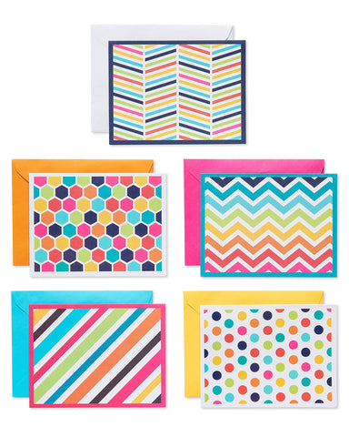 American Greetings Blank Cards Assortment with Envelopes, Bright Patterns (30-Count)