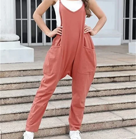 Wide Leg Jumpsuit with Pockets (Buy 2 Free Shipping)